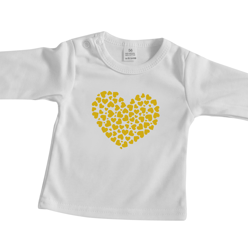 Plons invoeren enkel en alleen Wit baby shirt gele hartjes - Little & Loved | babykleding online bestellen