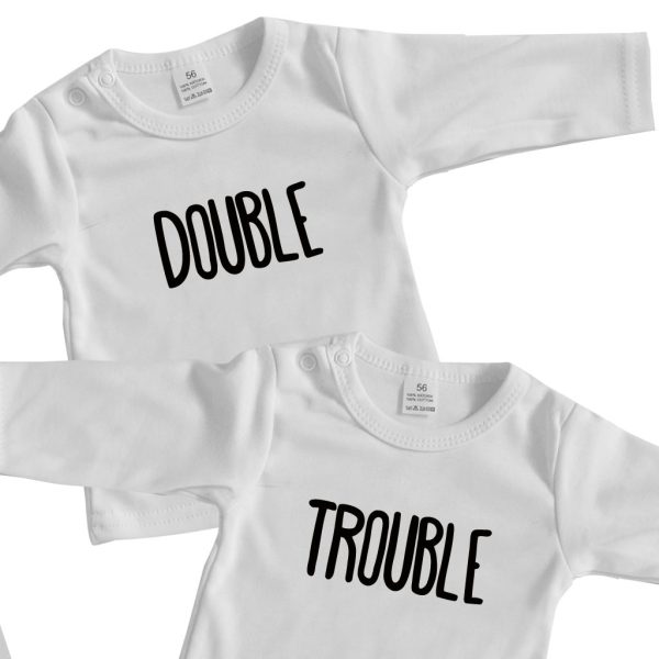 tweeling baby shirt double trouble wit