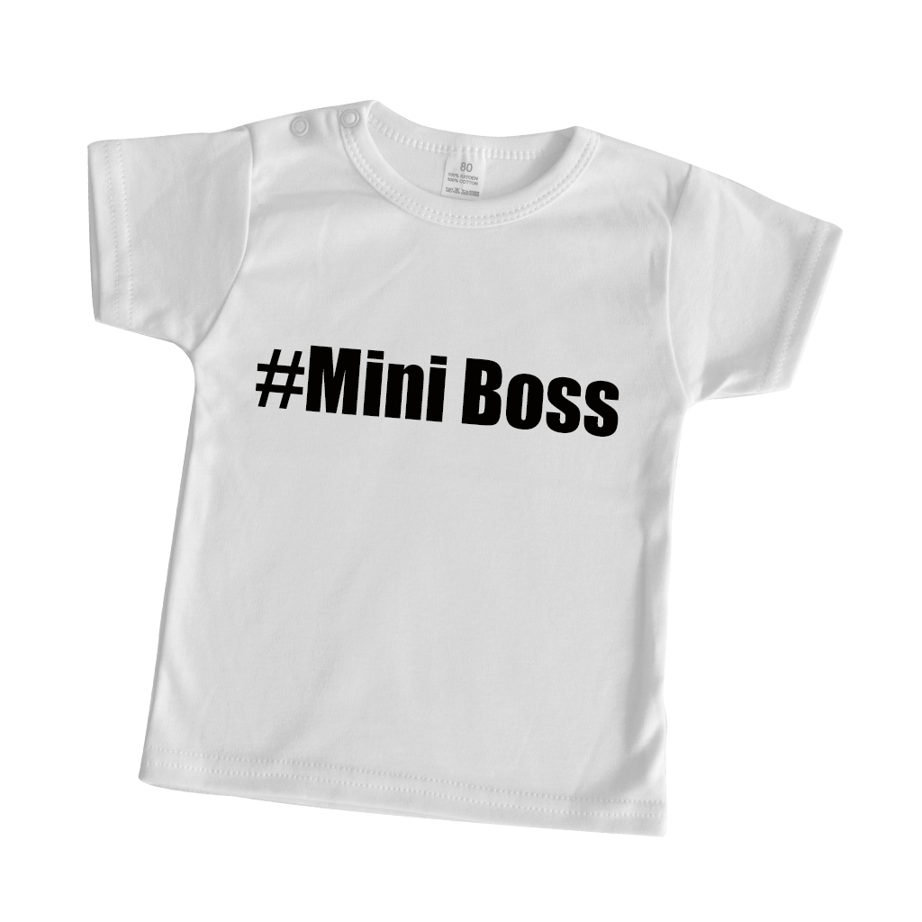 rommel werkelijk De lucht Witte baby t-shirt bedrukt "miniboss” - Little & Loved