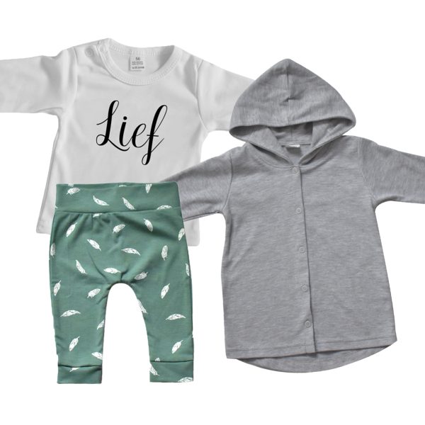 Baby outfit groene veertjes