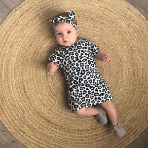 Nietje Verleiding Figuur Baby jurkje leopard zwart/wit - Little & Loved