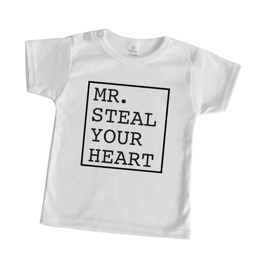 Baby shirt met tekst "mr. steal your heart" Little & Loved
