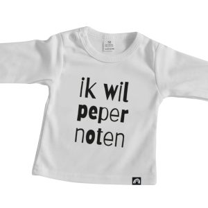 vragenlijst Dierentuin s nachts Leraar op school Sinterklaas baby shirt "Ik wil pepernoten" - Little & Loved